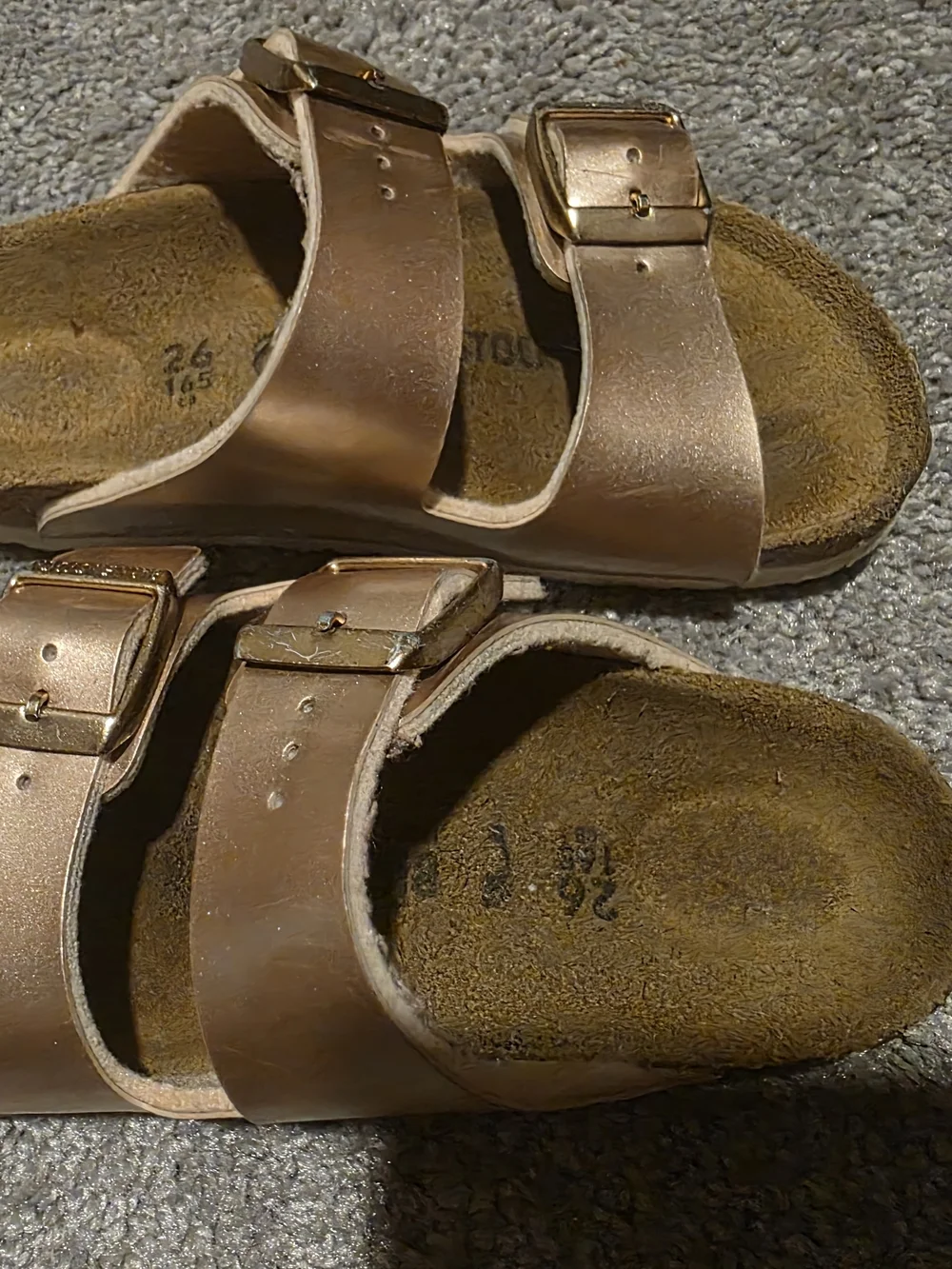 Birkenstock Kids Metallic Rosegold Double Strap Sandals
